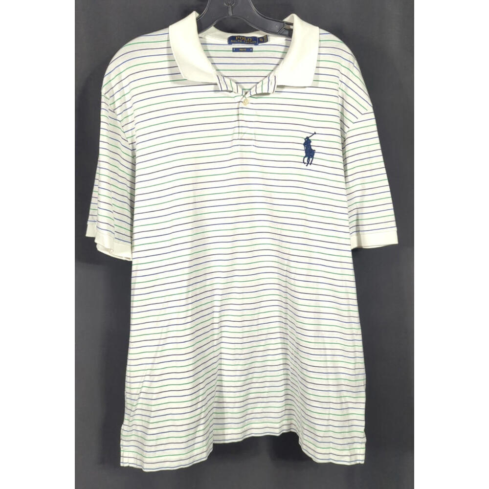 Polo Ralph Lauren Striped Pattern Collared Polo Shirt XL Short Sleeve 100 Cotton